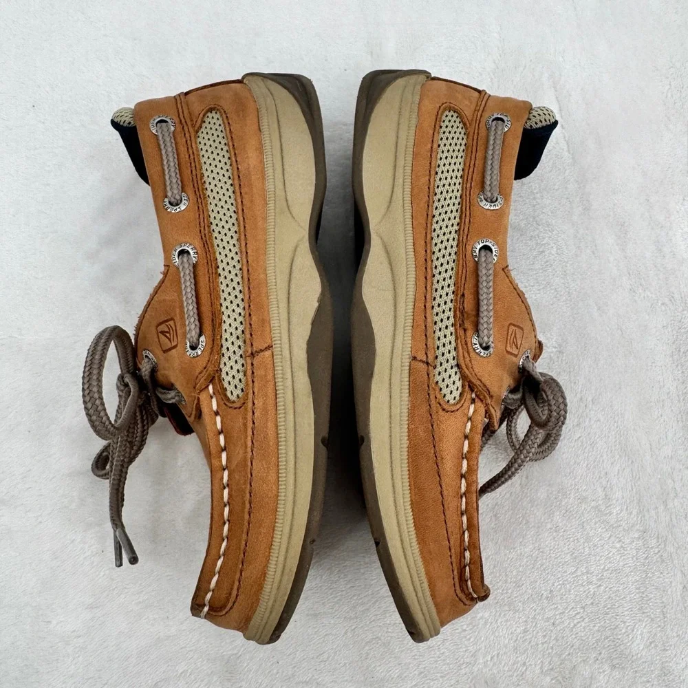 Sperry Top-Sider Lanyard Boat Shoes Boys Sz 13 Tan Tie Leather Moccasin Loafers